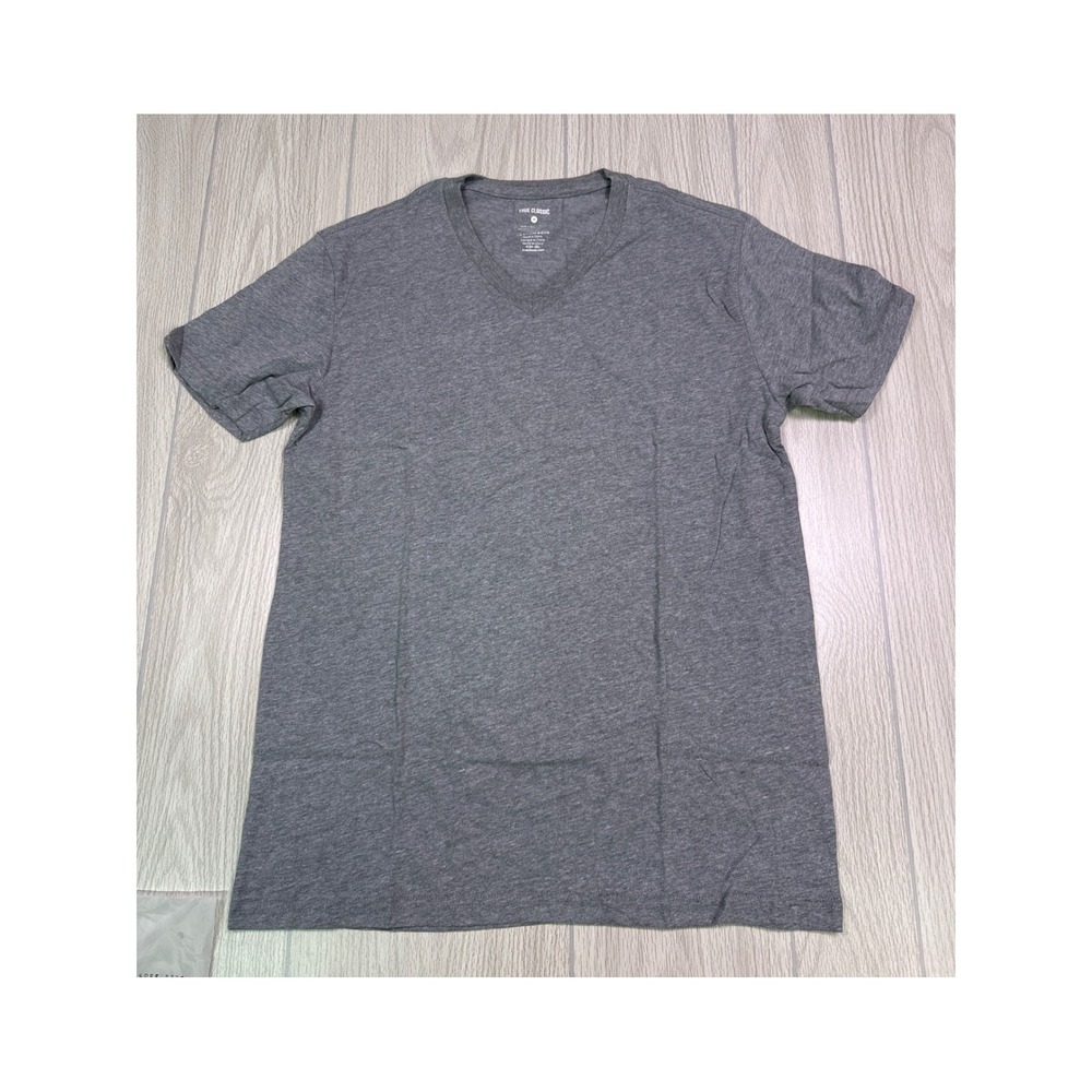 True Classic Mens V-Neck T-Shirt Heather Gray Short Sleeve Size M